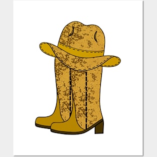 BROWN Cowboy Boots Cowboy Hat - Western Art Posters and Art